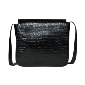 Divine's Black Croc-Embossed Leather Shoulder Bag